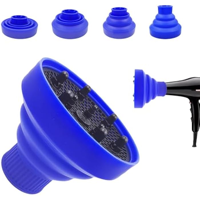 Silicone Diffuser, Curly Hair Diffuser, Portable Curly Hair Diffuser, Adaptable To Hair Dryer With Diameter 4-5 Cm, Foldable And Reusable (Blue) - Image 1